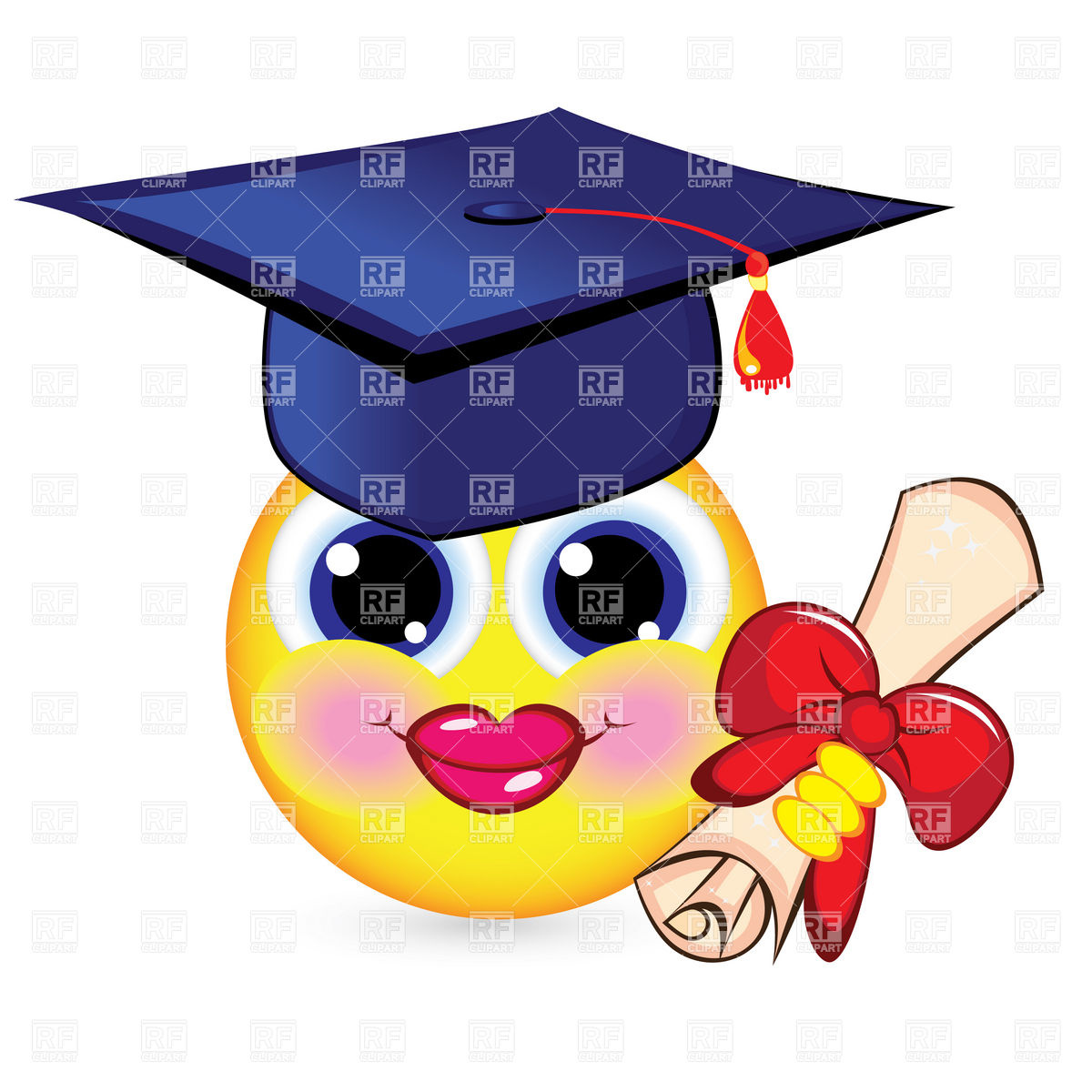 1200x1200 Cheerful Smiley Graduate With Mortarboard And Diploma Royalty Free