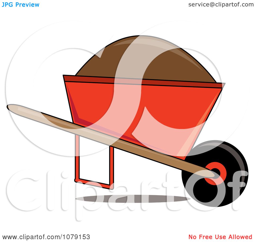 1080x1024 Clip Art Illustration Of A Cartoon Wheelbarrow Filled With Dirt By