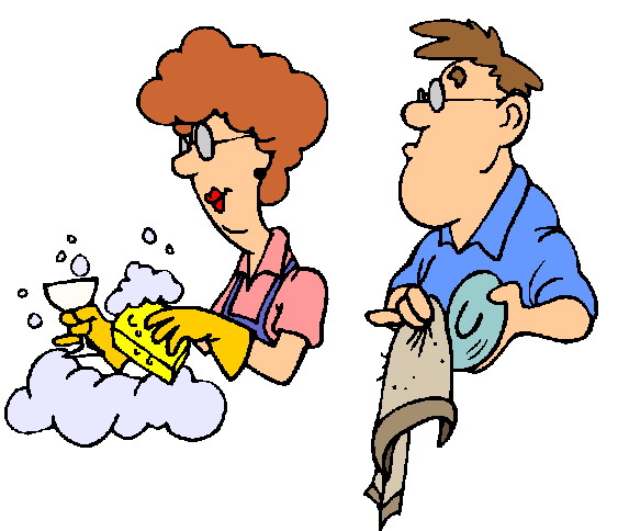 563x484 Drying Dishes Clipart