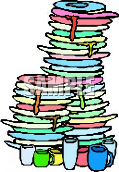 242x350 Royalty Free Clipart Image Stacks Of Dirty Dishes