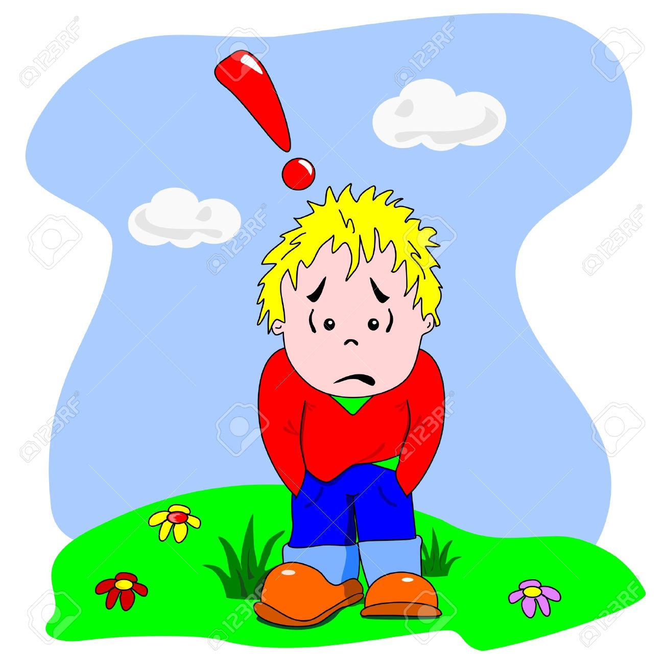 1300x1300 A Cartoon Vector Of A Sad Disappointed Young Boy Royalty Free