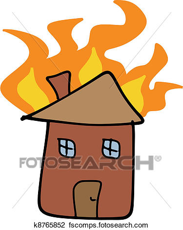 375x470 Clipart Of Home Fire K8765852