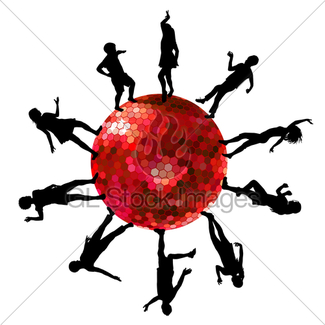 325x325 Silhouette Disco Ball Gl Stock Images