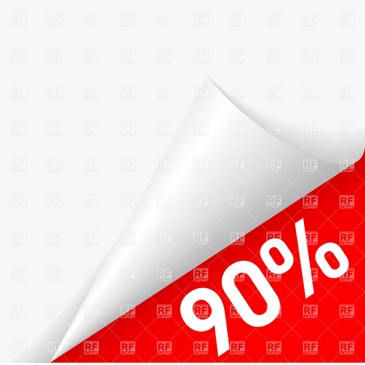 1200x1200 90 Percent Discount Under Folded Paper Corner Royalty Free Vector