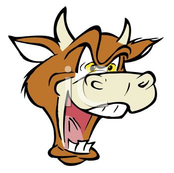 350x348 Cartoon Of A Crazy Cow Depicting Mad Cow Disease