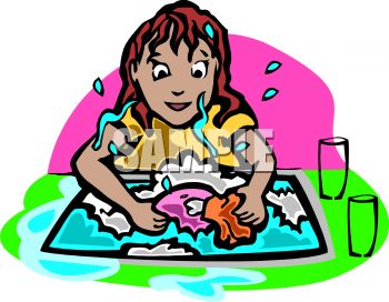 350x272 Royalty Free Clip Art Image Little Girl Washing Dishes