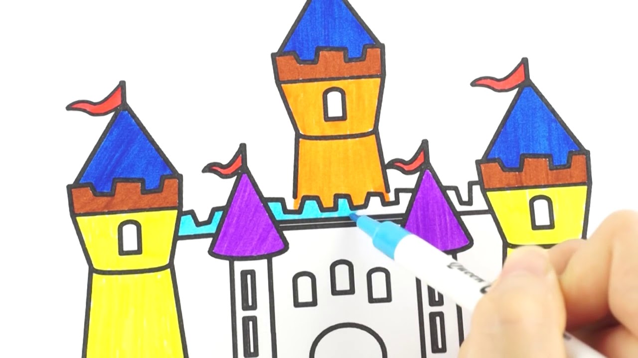 1280x720 Coloring Pages Disney Castle Amp Drawing For Children How To Color