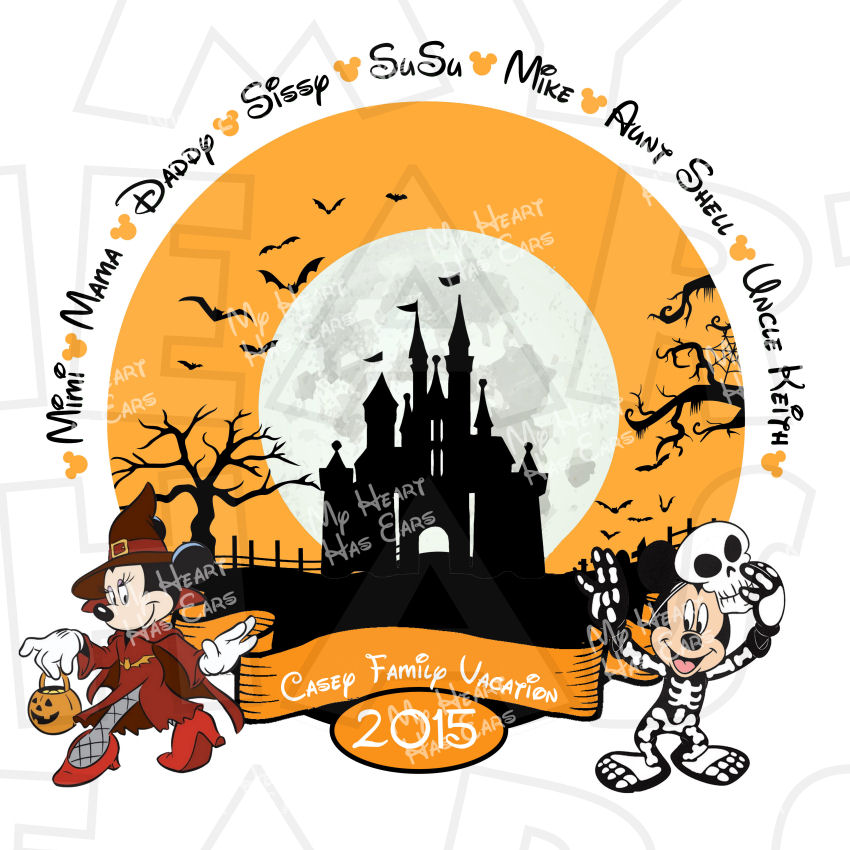850x850 Mickey And Minnie Mouse Halloween With Personalized Family Names