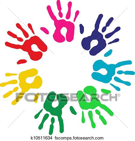 449x470 Clipart Of Multicolor Diversity Hands Circle K10511634
