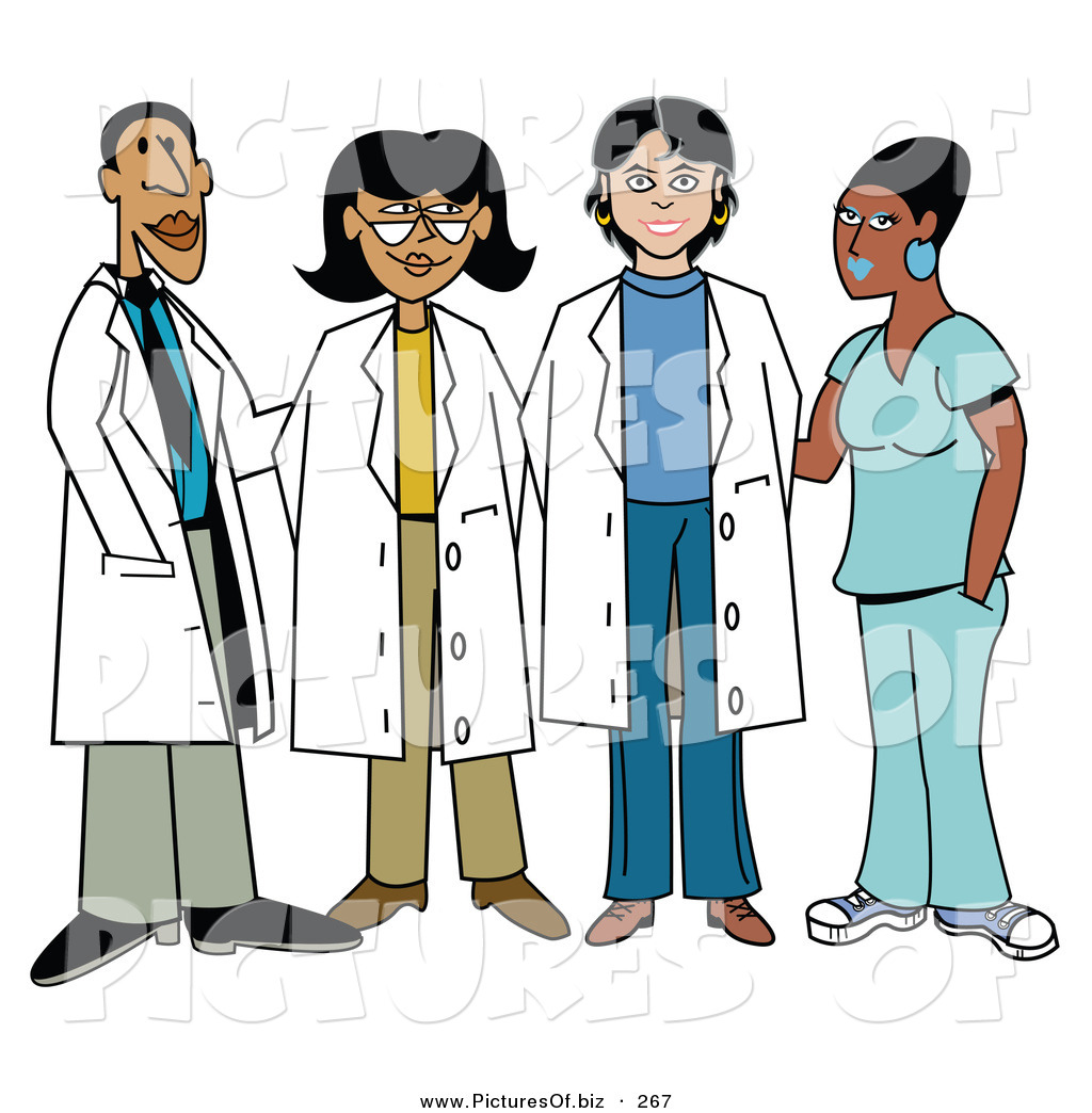 1024x1044 Vector Clipart Of A Group Of Four Diverse Female Doctors With One