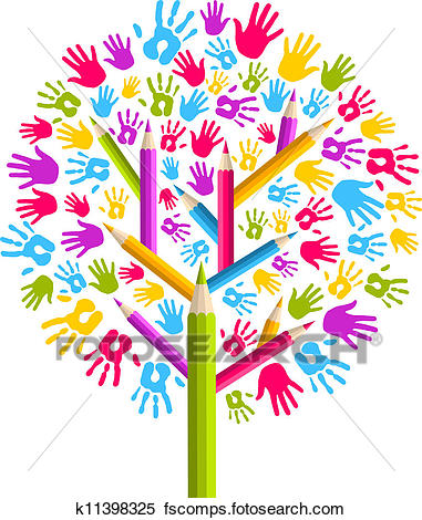 381x470 Clipart Of Diversity Education Tree Hands K11398325
