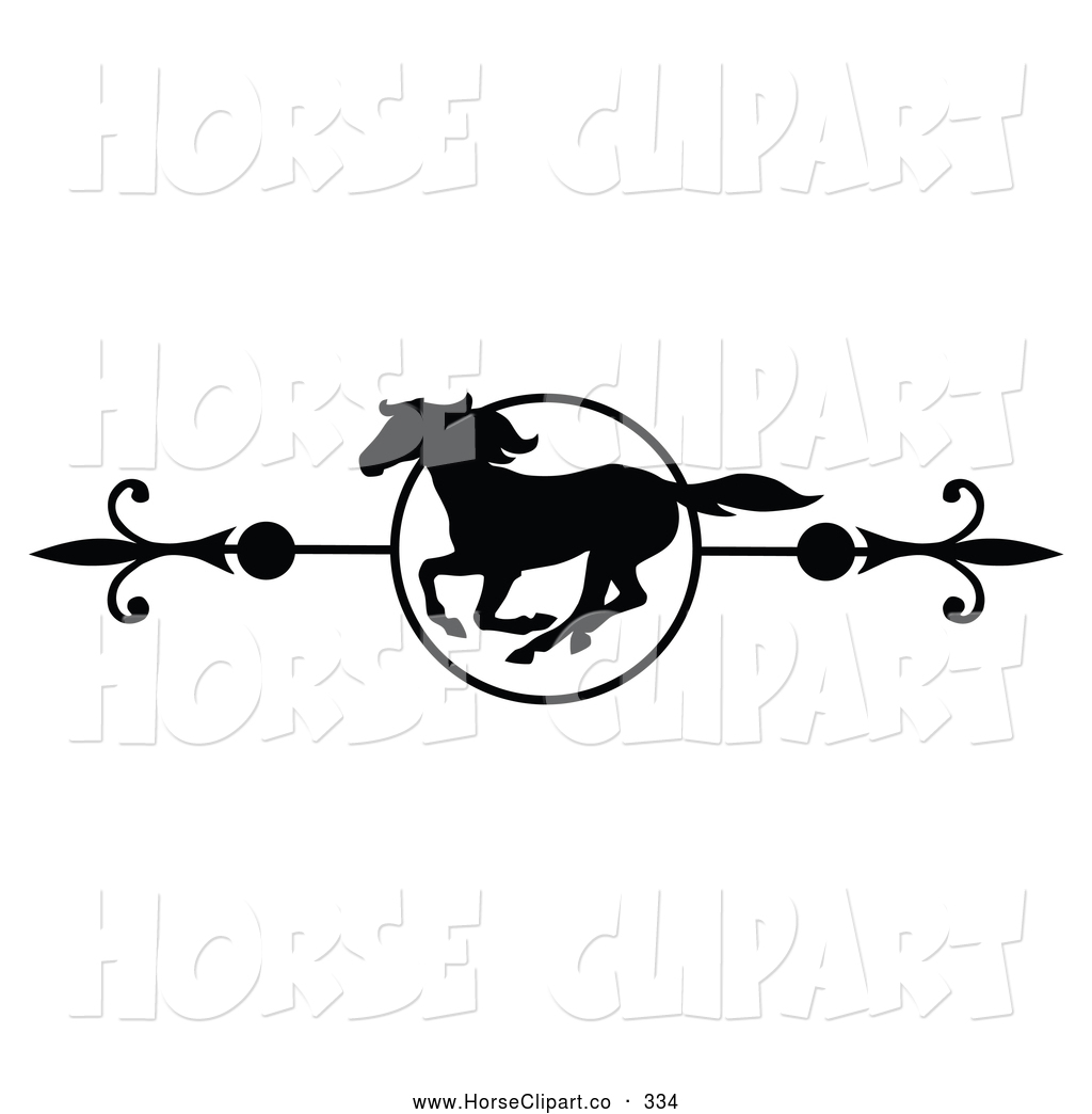 1024x1044 Clip Art Of A Black And White Galloping Horse Page Divider