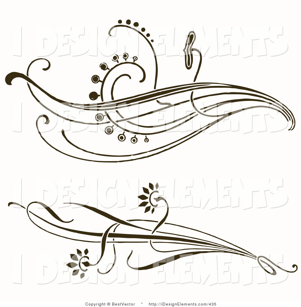 1024x1044 Clip Art Of Two Floral Dividers Over White By Bestvector