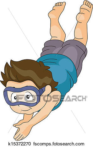 296x470 Clipart Of Kid Boy With Goggles Diving Underwater K15372270