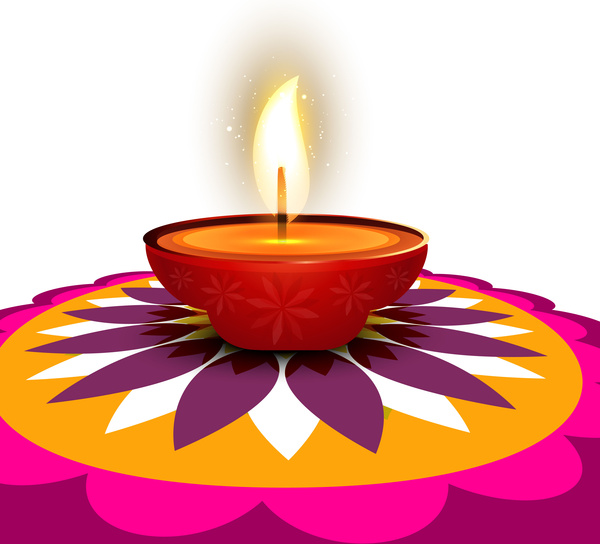 600x544 Beautiful Stylish Rangoli Happy Diwali Colorful Hindu Diya