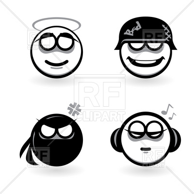 400x400 Smiley Face Icons With Emotions (Saint, Ninja, Dj And Soldier