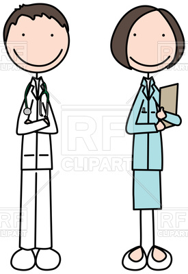 275x400 Cartoon Illustration Of Doctor And Nurse Royalty Free Vector Clip