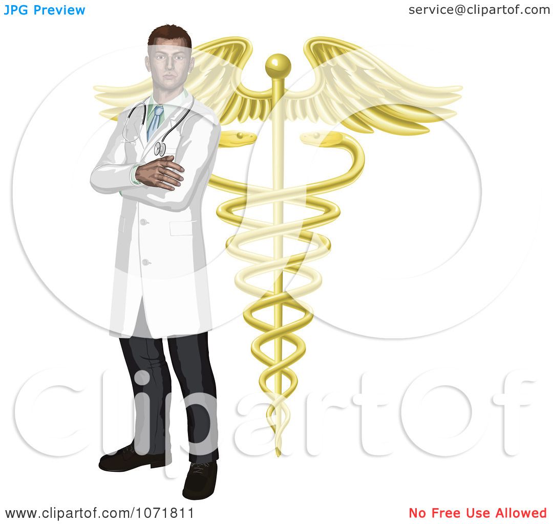 1080x1024 Clipart Male Doctor With A Golden Caduceus Symbol