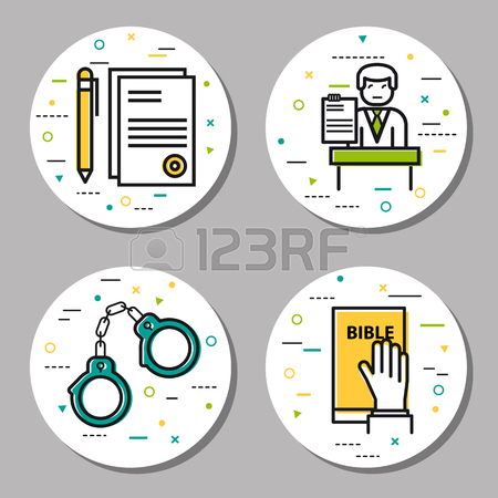 450x450 Vector Four Round Judiciary Linear Icons With Additional Elements