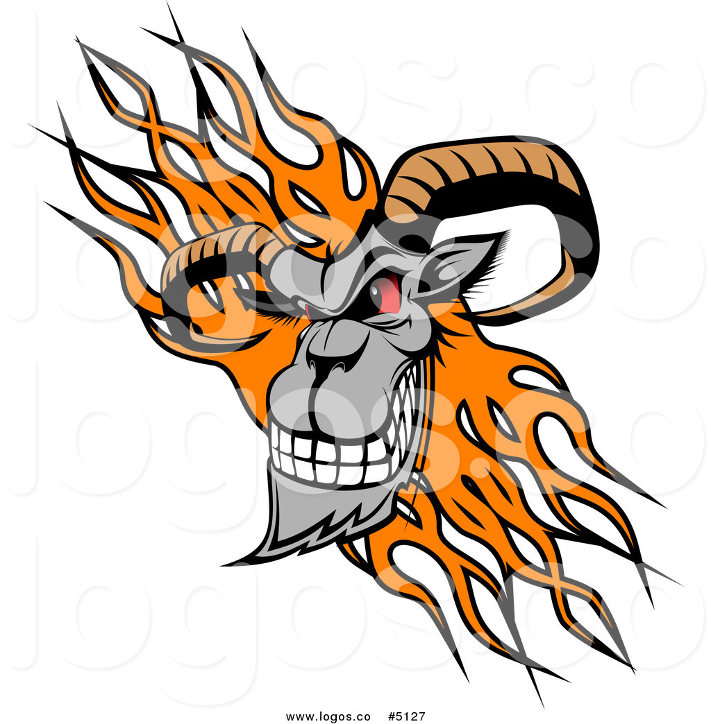 1024x1044 Royalty Free Vector Of Anaggressive Ram Head Over Orange Flames