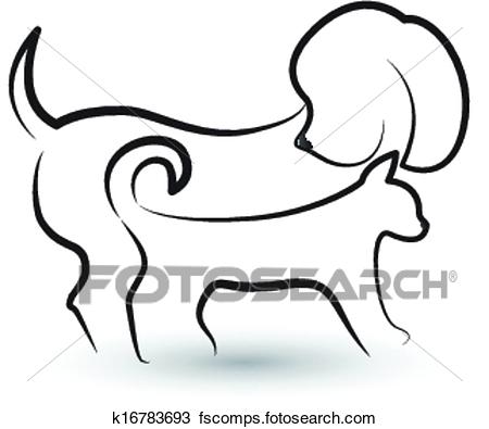 450x395 Clipart Of Dog And Cat Silhouettes Logo K16783693
