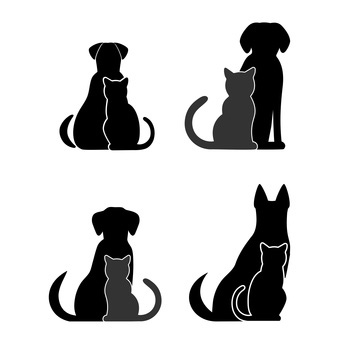 Dog And Cat Clipart Black And White | Free download on ClipArtMag