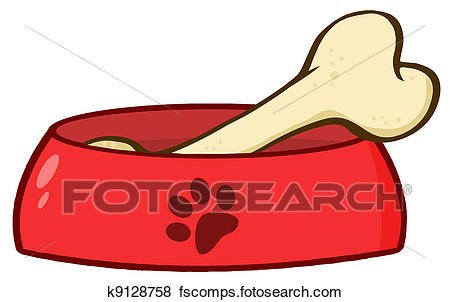 450x302 Clip Art Of Dog Bowl With Big Bone K9128758
