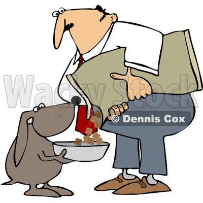 400x400 Free Vector Clip Art Illustration Of A Dog Holding A Bowl While