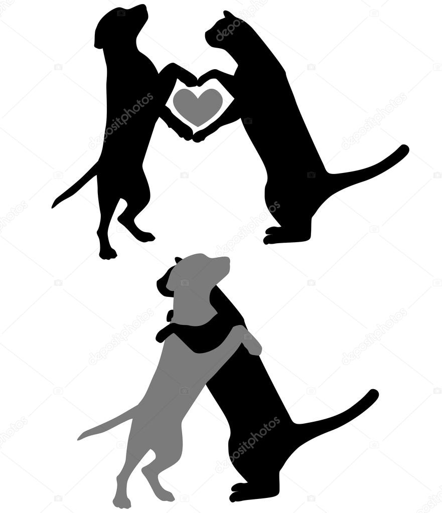 881x1023 Cat And Dog Silhouette Stock Vector Gleighly
