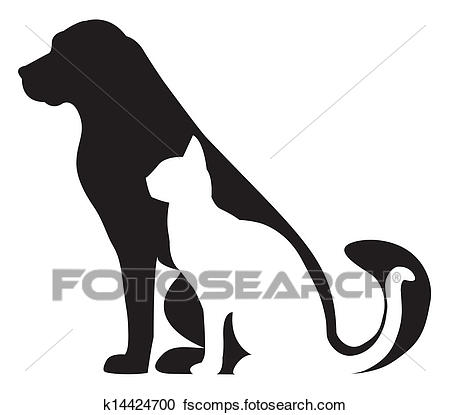 450x415 Clipart Of Dog And Cat Silhouettes Composition K14424700