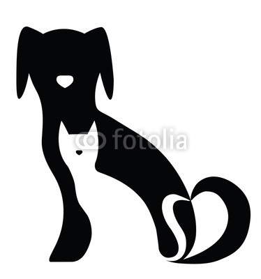 374x400 Funny Dog And Cat Silhouettes Composition Freestyle