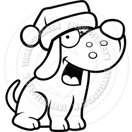 460x460 Cartoon Puppy Dog Christmas (Black And White Line Art) By Cory
