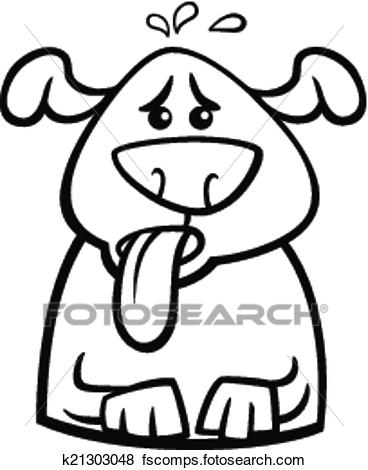 368x470 Clip Art Of Dog In Heat Cartoon Coloring Page K21303048