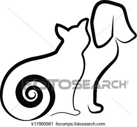 450x415 Clipart Of Cat And Dog Stylized Silhouette K17900561
