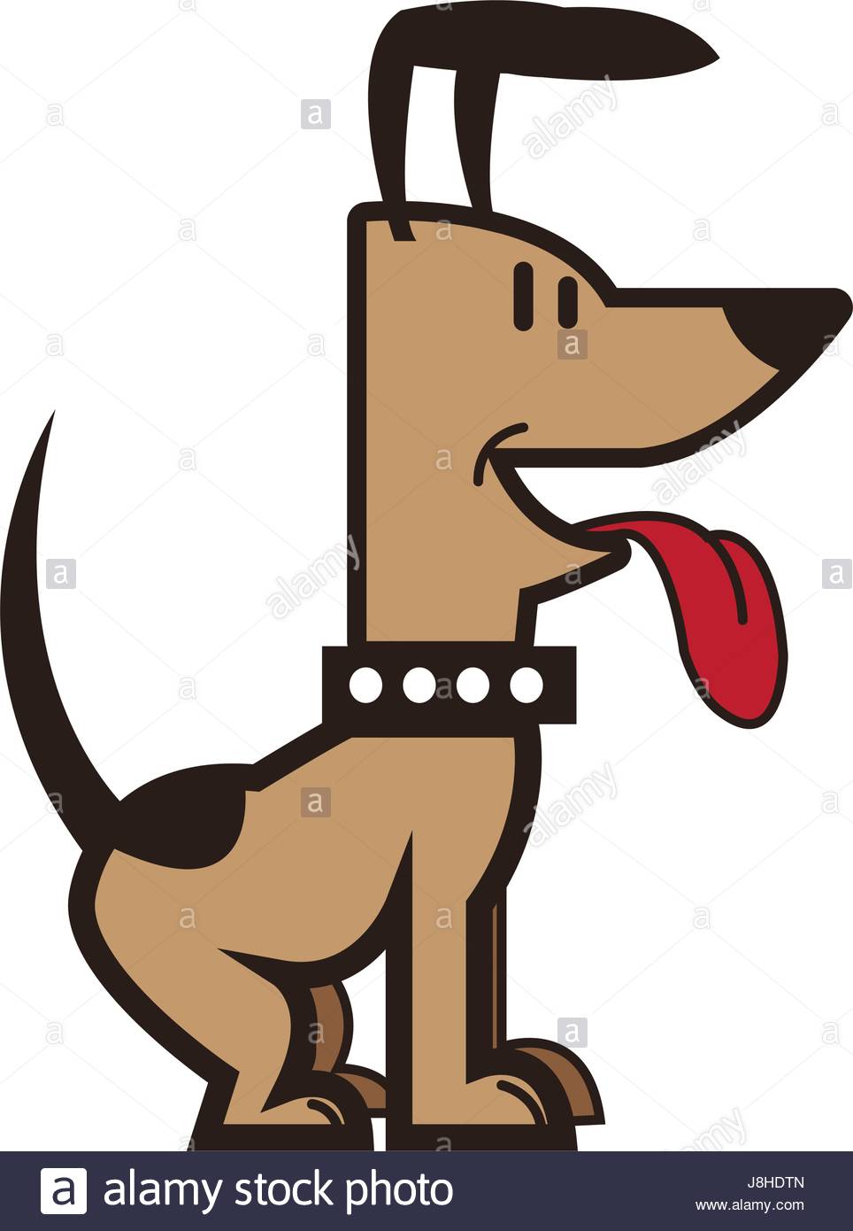 964x1390 Cartoon Dog Puppy Pet Sitting With Collar Stock Vector Art