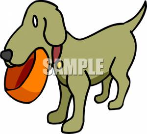 300x273 Dog Holding A Dog Dish In His Mouth