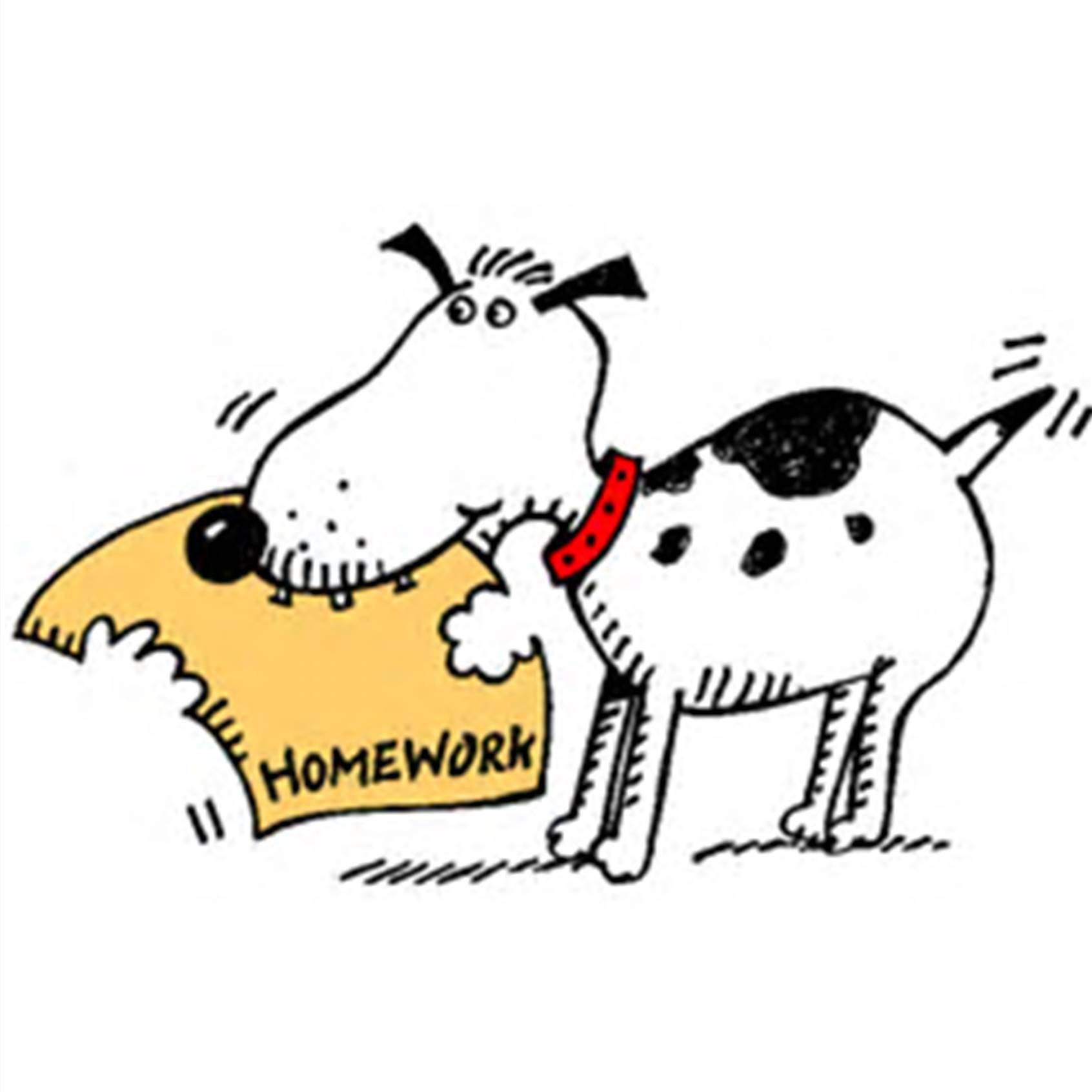 dog eating homework clipart