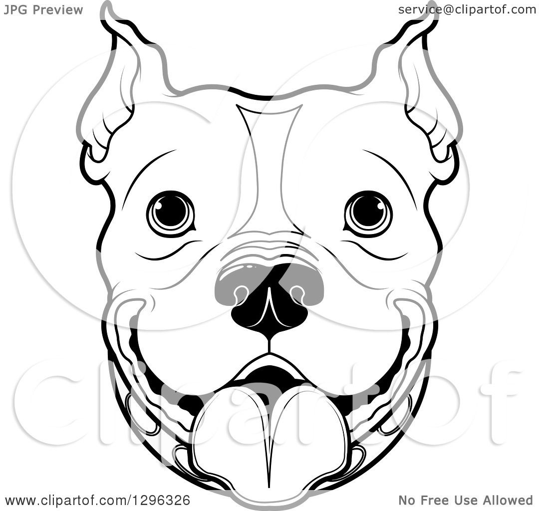 1080x1024 Clipart Of A Black And White Happy Pitbull Dog Face