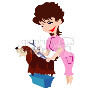 300x300 Royalty Free Cartoon Dog Groomer 155642 Vector Clip Art Image