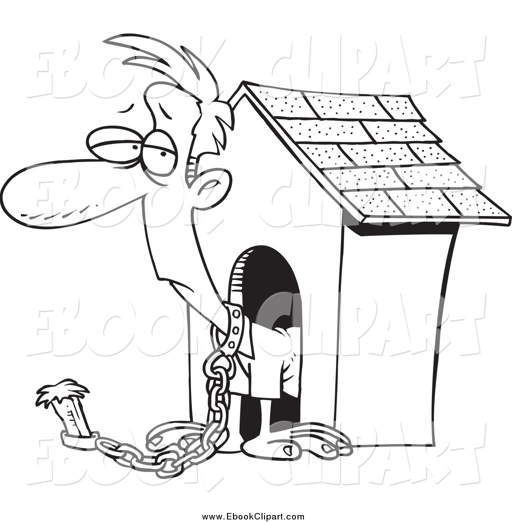 1024x1044 Vector Clip Art Of A Black And White Sad Man Chained By A Dog