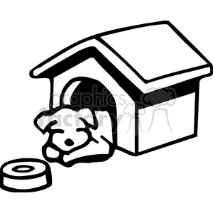 300x300 Royalty Free Dog Sleeping In His Dog House 131678 Vector Clip Art