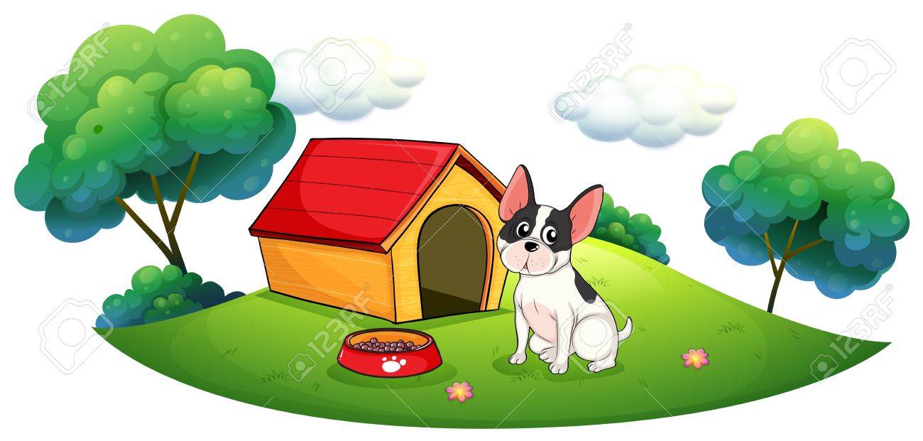 1300x621 Illustration Of A Dog Outside Its Dog House On A White Background