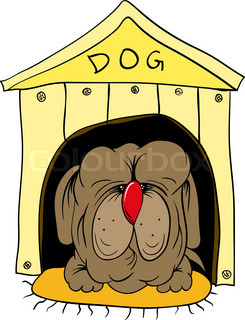 245x320 Smiling Dog In His Doghouse Stock Vector Colourbox