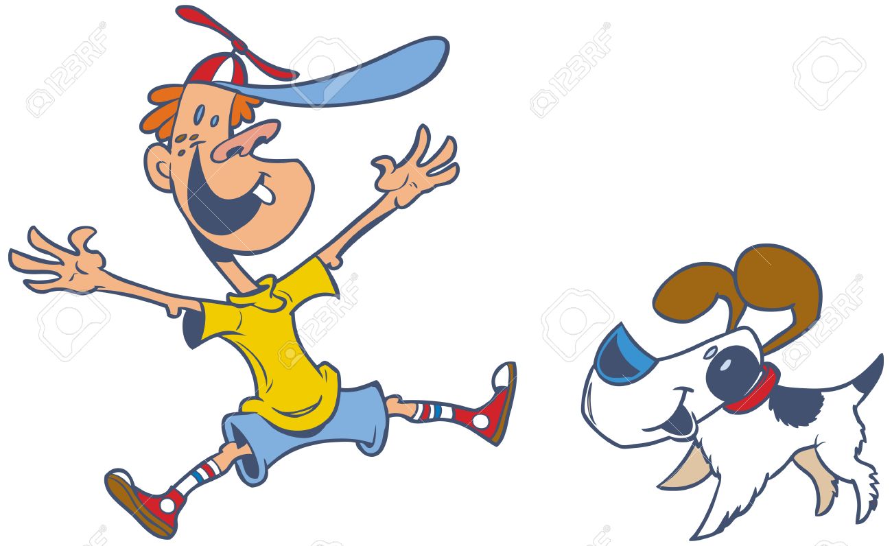 1300x796 Retro Style Cartoon Vector Clip Art Of A Jumping Boy Who Is Happy
