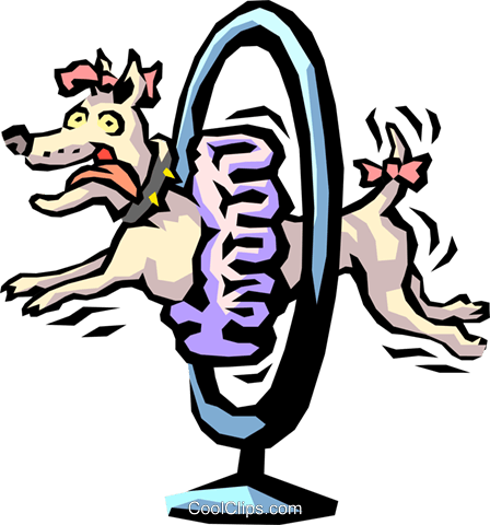 448x480 Show Dog Jumping Through Hoop Royalty Free Vector Clip Art