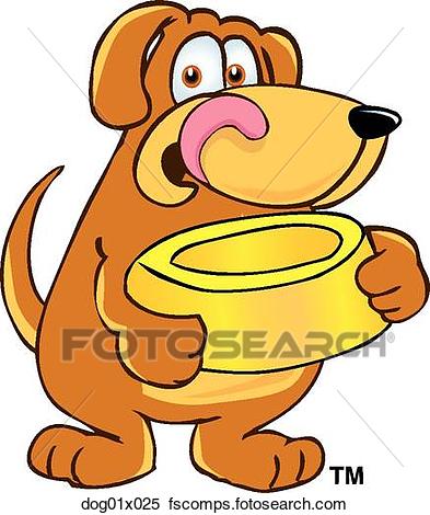 393x470 Clipart Of Dog With Food Bowl Dog01x025