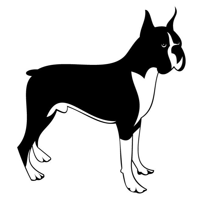 660x660 Black And White Boxer Dog Clipart