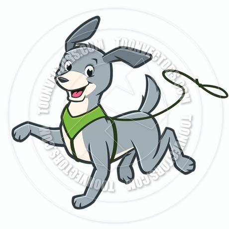460x460 Vector Cartoon Happy Dog Walking On Leash By Mumut Toon Vectors