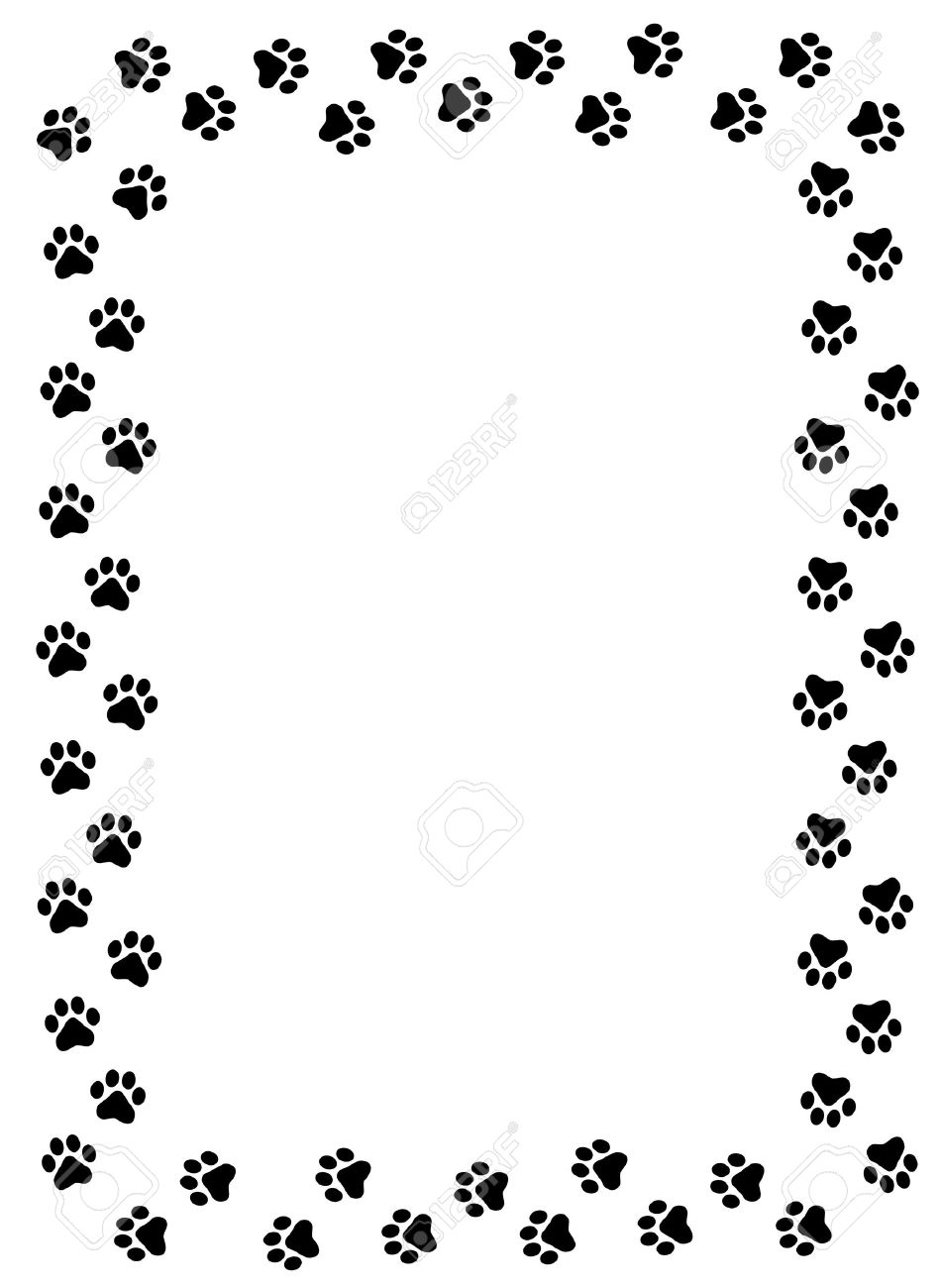 949x1300 Dog Paw Prints Border On White Background Royalty Free Cliparts