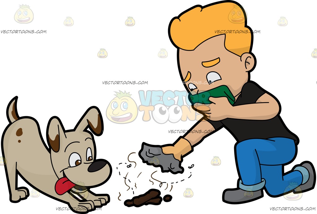 1024x691 A Man Trying To Pick Up A Stinky Dog Poop